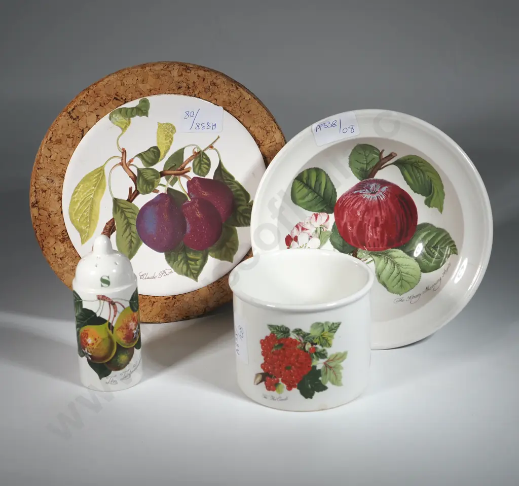 Portmeirion Pomona Salt Cellar, Ramekin , Desert Bowl (AF) & Coaster  Image 1++