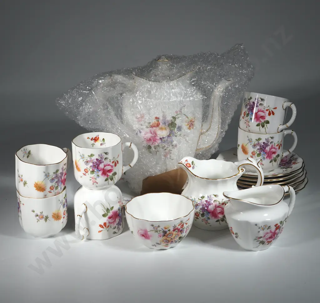 Box Lot of Royal Crown Derby Bone China - Floral Design w Gold Trim Image 1++