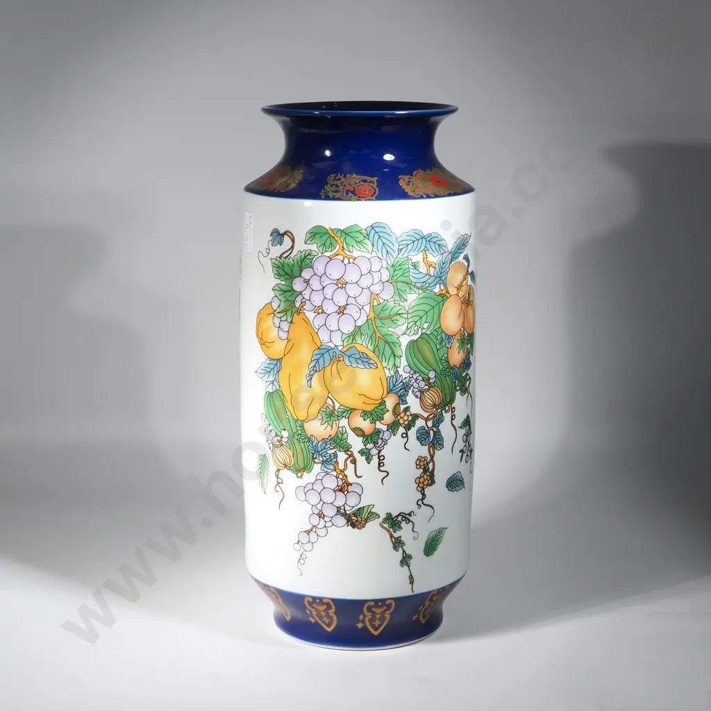 Large Porcelain Vase Decorated w Fruit & Gilt. Image 1++