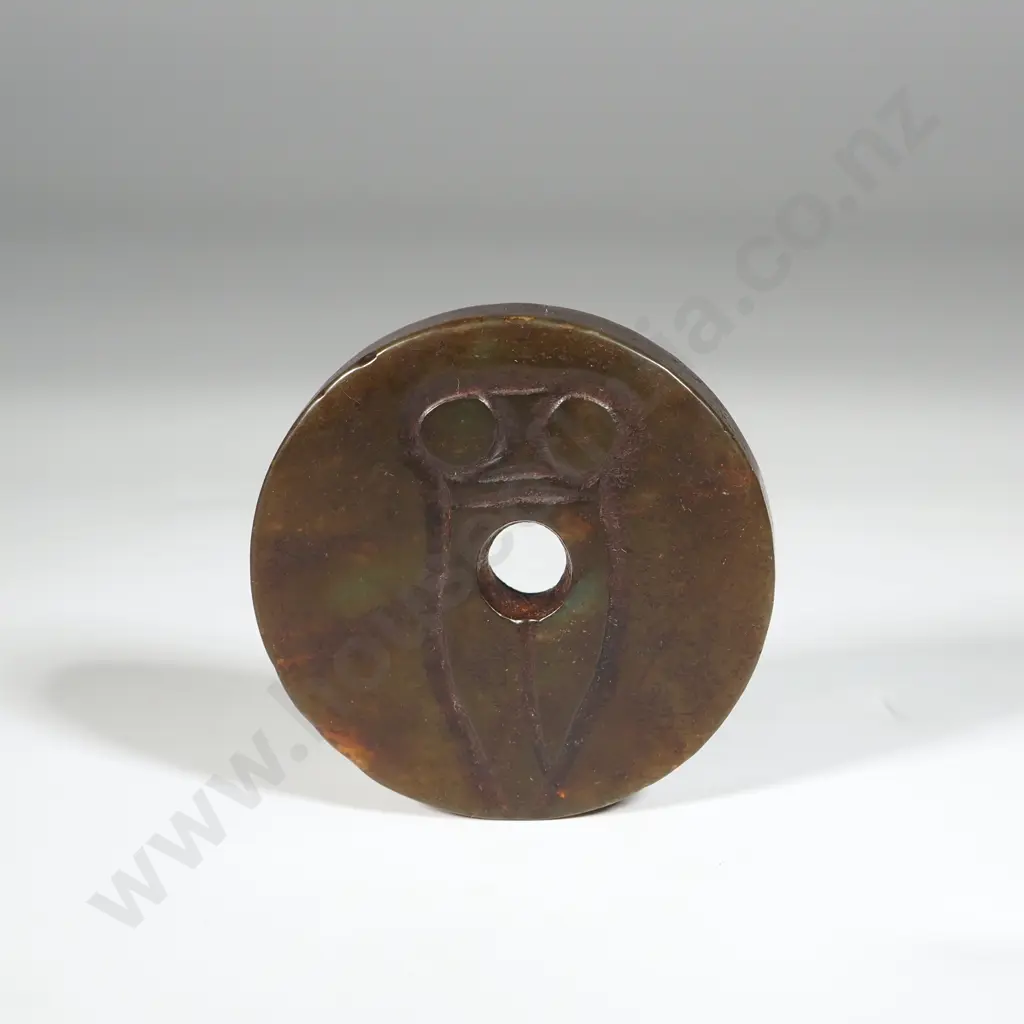 Jade Artefact w Stylised Carved Design - Possibly a Cicada. Image 1++