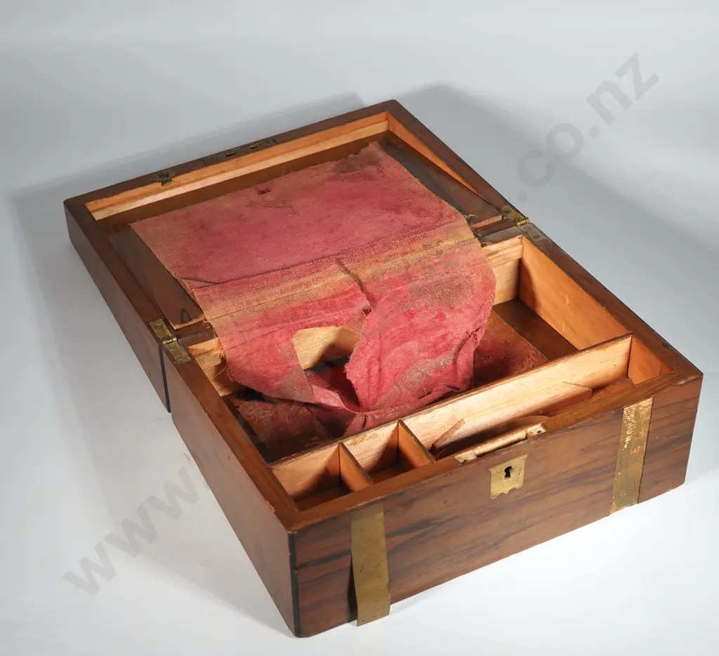 Wooden Writing Slope w Brass Trim.  A/F Image 1++