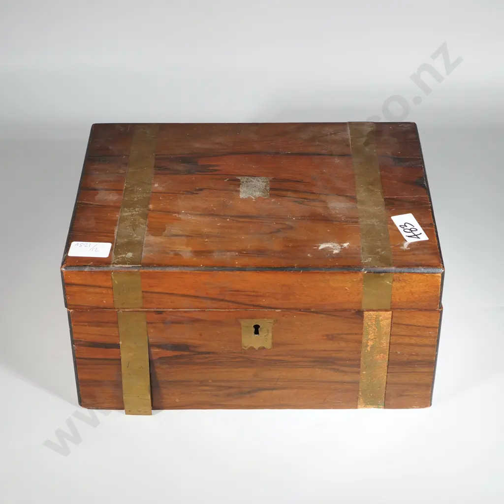 Wooden Writing Slope w Brass Trim.  A/F Image 1++