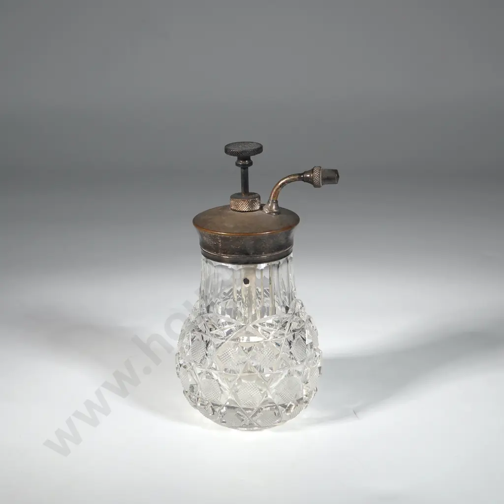 Vintage Glass & Plate Atomiser w Hobnail Glass Detail Image 1++