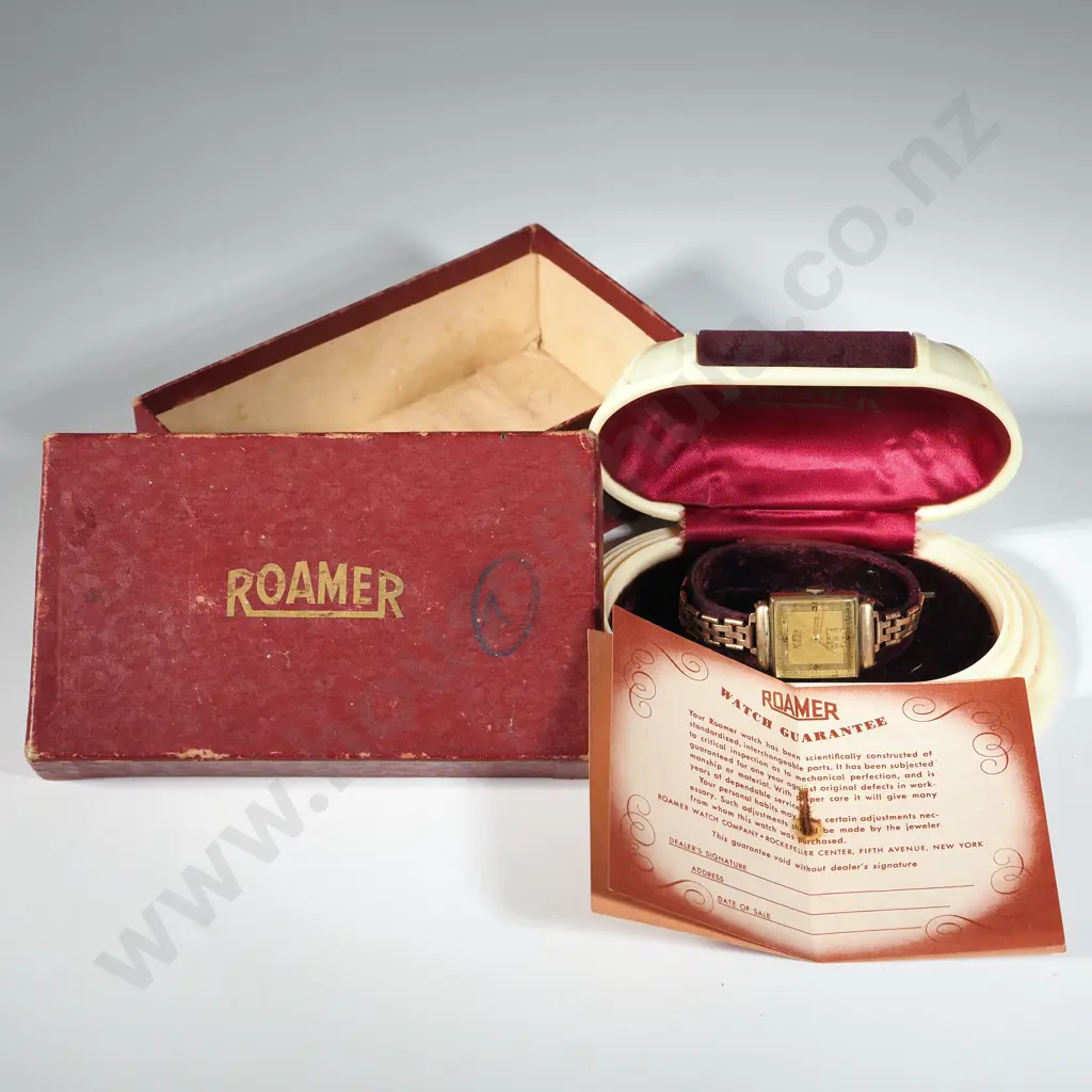 Vintage Roamer Gold Plated Wristwatch in Original Ivorex Box. Image 1++