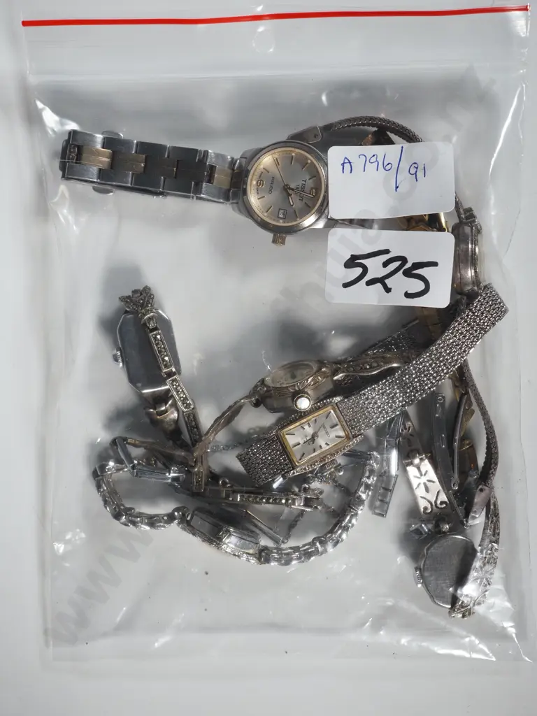 Eight Vintage Ladies Watches Incl Five Marcasite & a Tissot. Image 1++