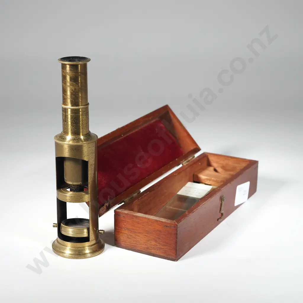 Small Brass Telescope in Original Mahogany Box. Image 1++