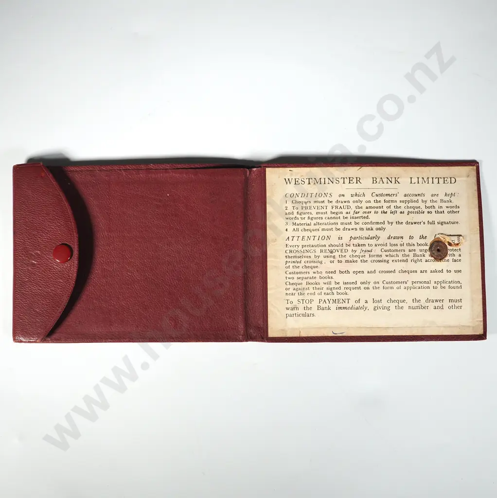 Vintage Westminster Bank Ltd Cheque Book. Image 1++