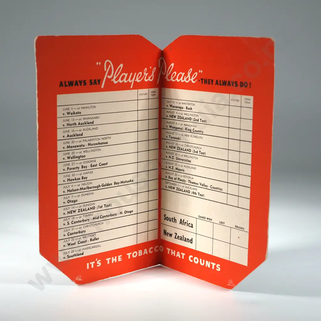 1956 Players Navy Cut Cigarette Packet & Card - Springbok Tour of New Zealand. Image 1++