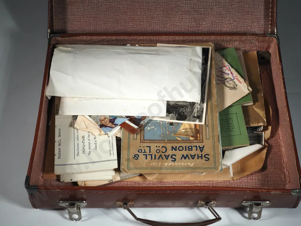 Small Brown Cardboard Suitcase of NZ Historical Ephemera 1890s- 1980. Image 1++