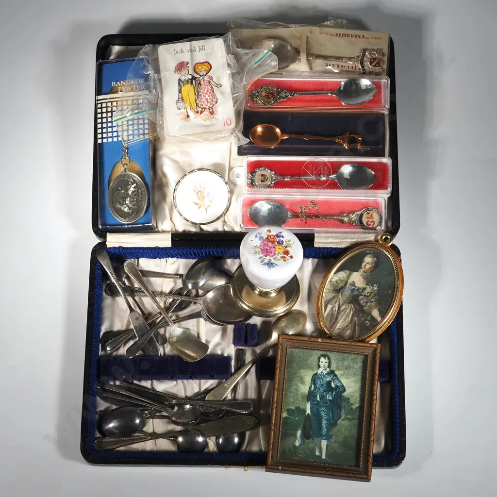 Collection Of Spoons & Forks, Souvenir Spoons, Japanese Box, Small Prints etc.  Image 1++