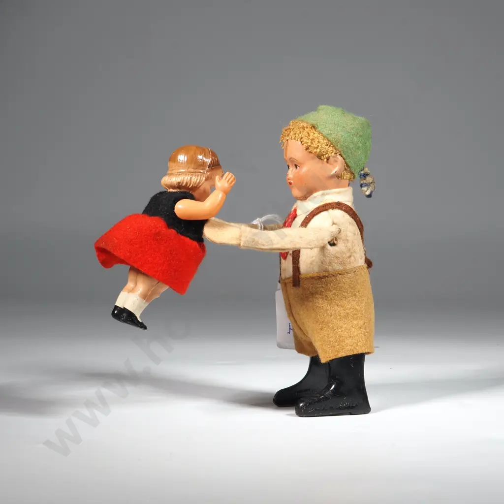 Vintage 1930s Schuco Wind Up Bavarian Boys & Girl, Image 1++