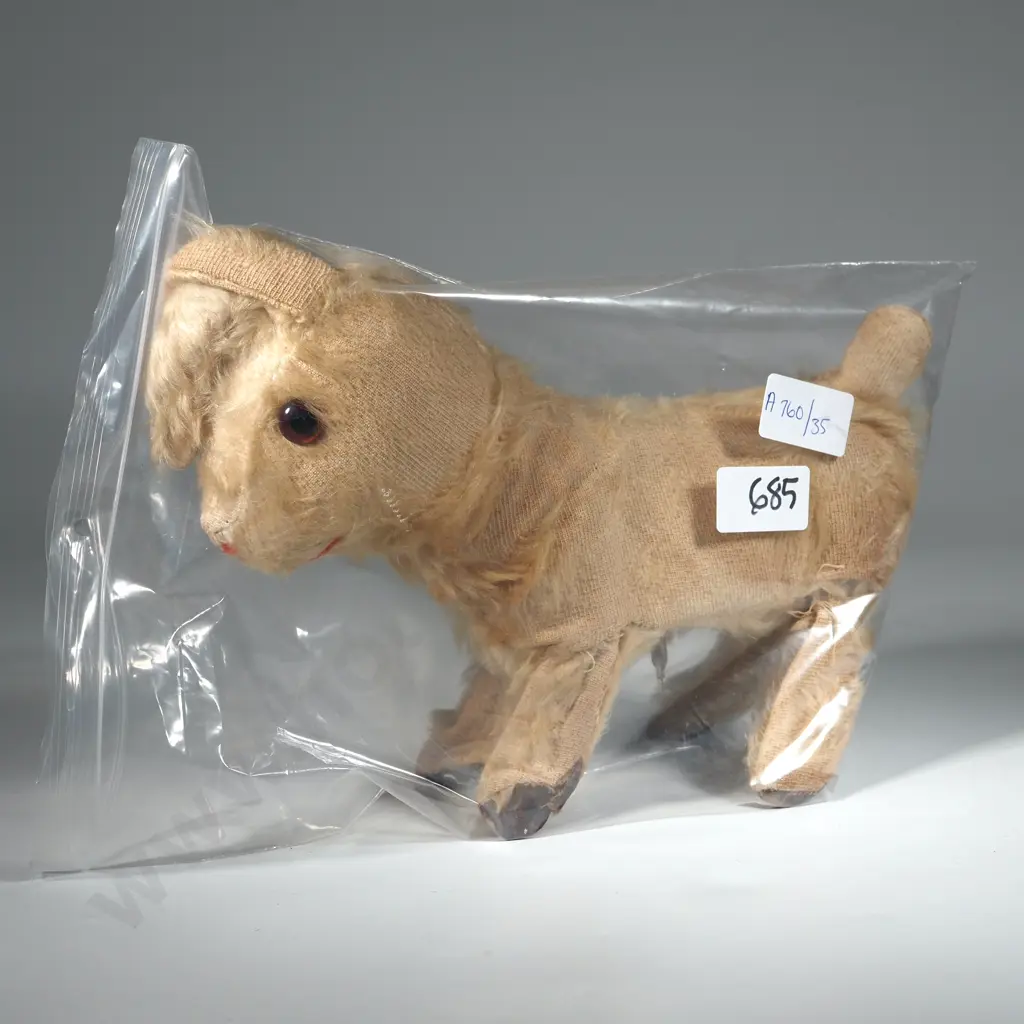 Vintage Wind Up Toy Dog w Glass Eyes. Image 1++