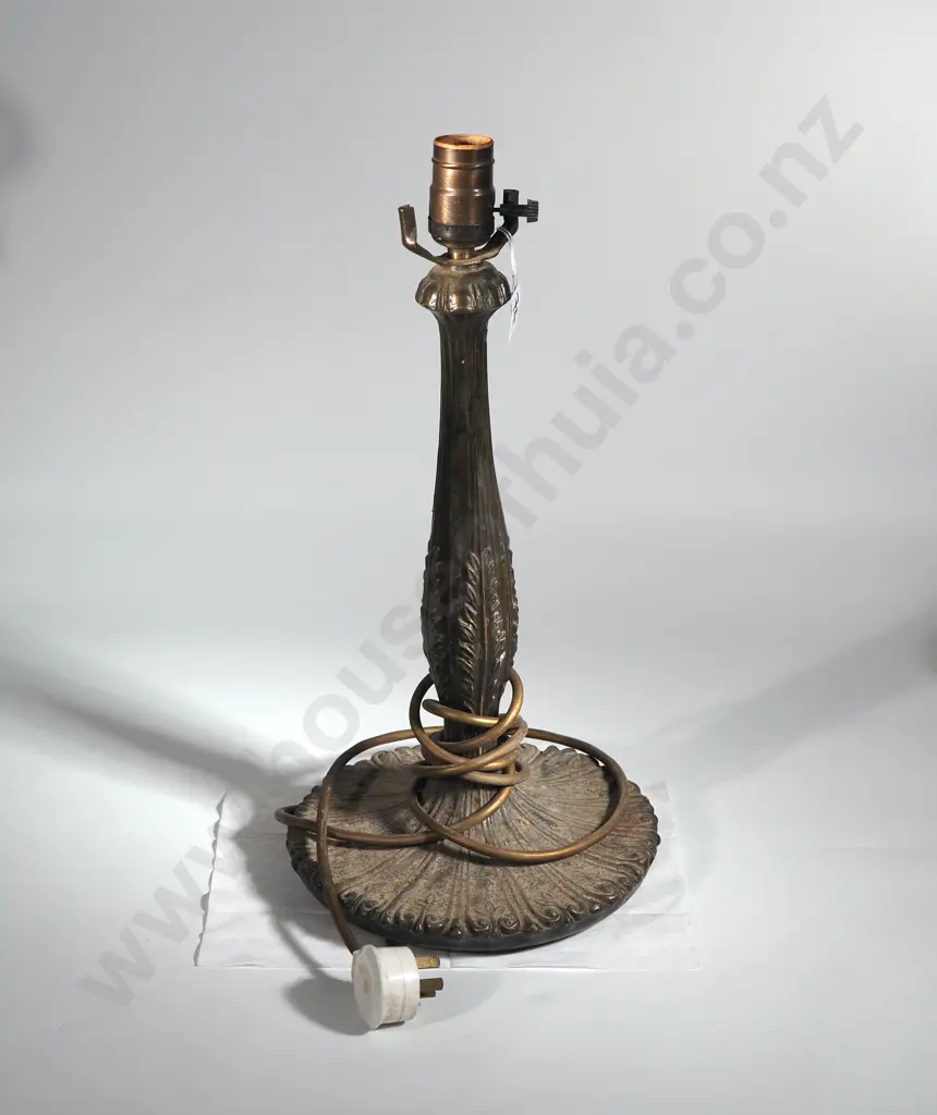 Tiffany Style Art Nouveau Table Lamp Base With Ornate Ribbing  Image 1++