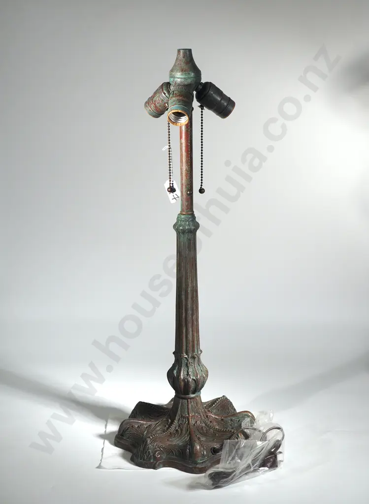 Tiffany Studios Reproduction Lamp w Ornate Art Nouveau Style Base.  Image 1++
