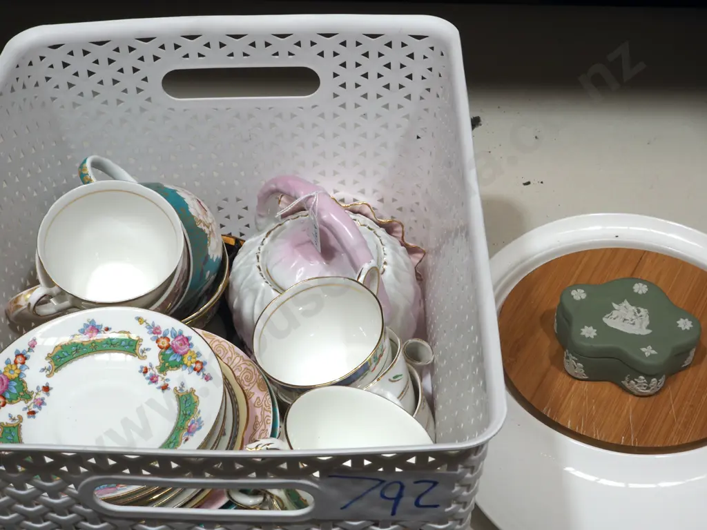 Collection Of China Cups & Saucers, Cheese Board, Victorian Porcelain Teapot etc. Image 1++